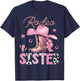 Rodeo Sister Pink Boots Coquette CowGirl Birthday Party T-Shirt - T-Shirt | Navy