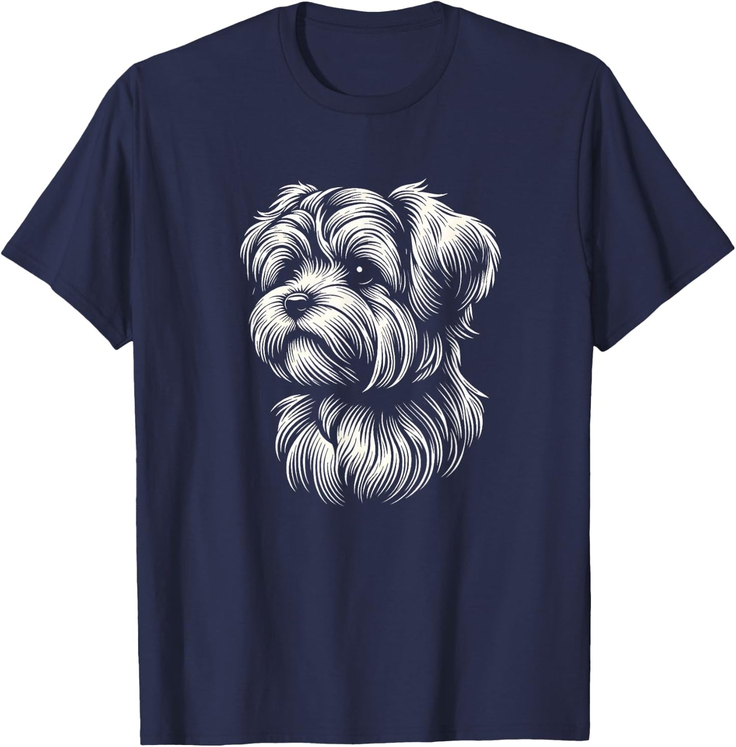 Morkie Dog Face Art Design And Men T-Shirt - T-Shirt | Navy