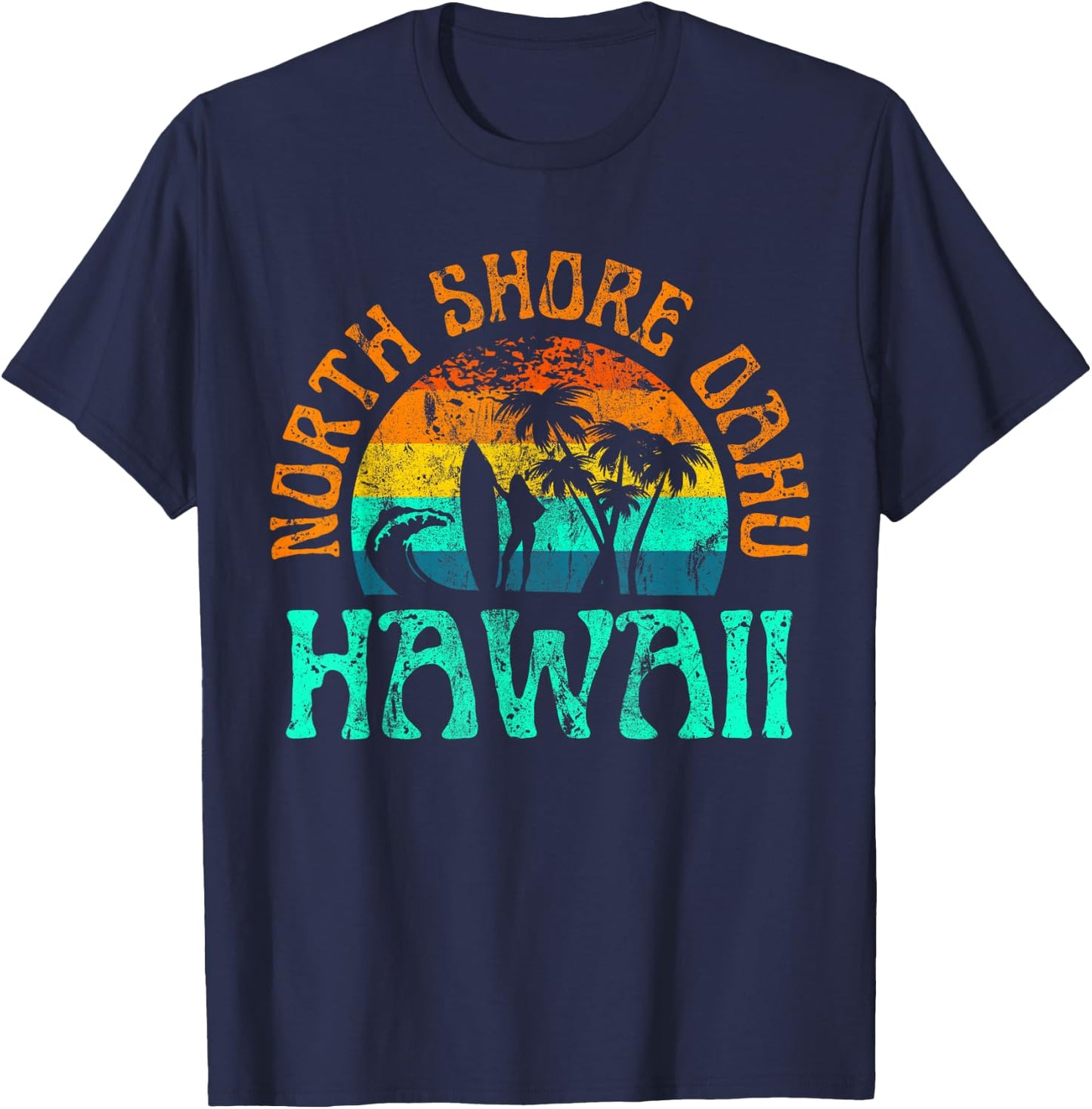 North Shore Oahu Hawaii Surf Beach Surfer Waves Girls T-Shirt - T-Shirt | Navy
