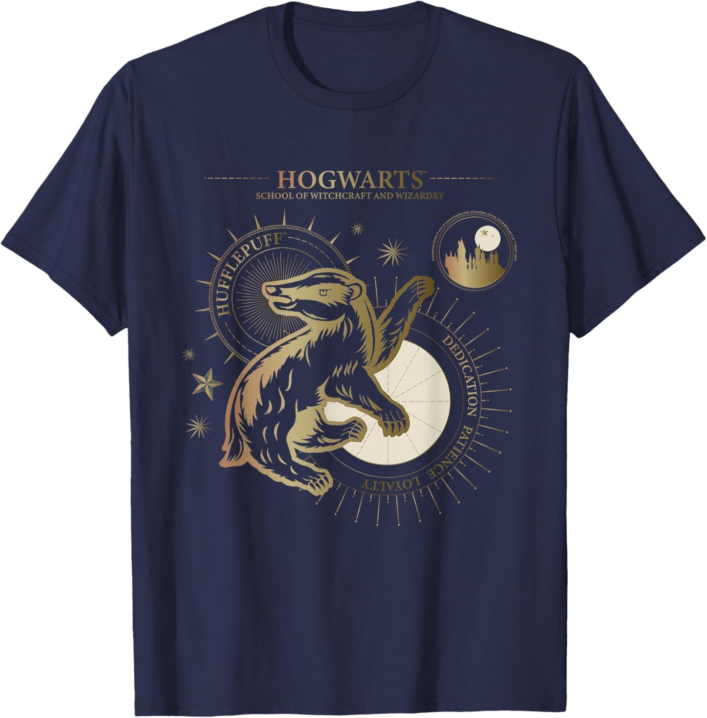 Harry Potter Dedication, Patience, Loyalty, Hufflepuff T-Shirt - T-Shirt | Navy