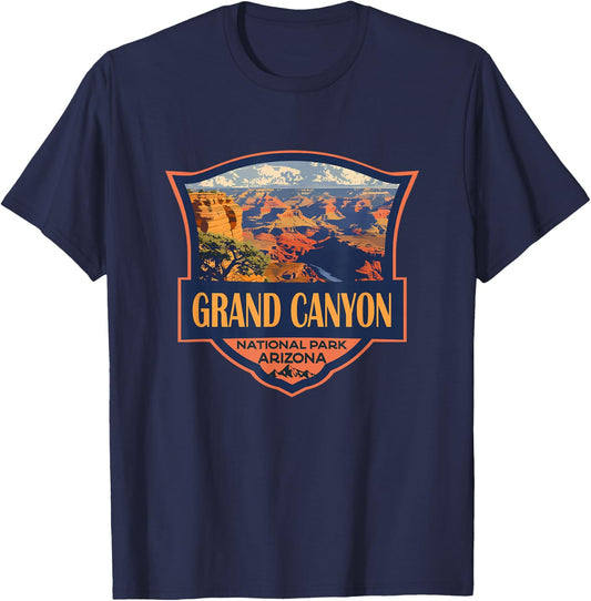 Grand Canyon National Park Illustration Retro Badge T-Shirt - T-Shirt | Navy