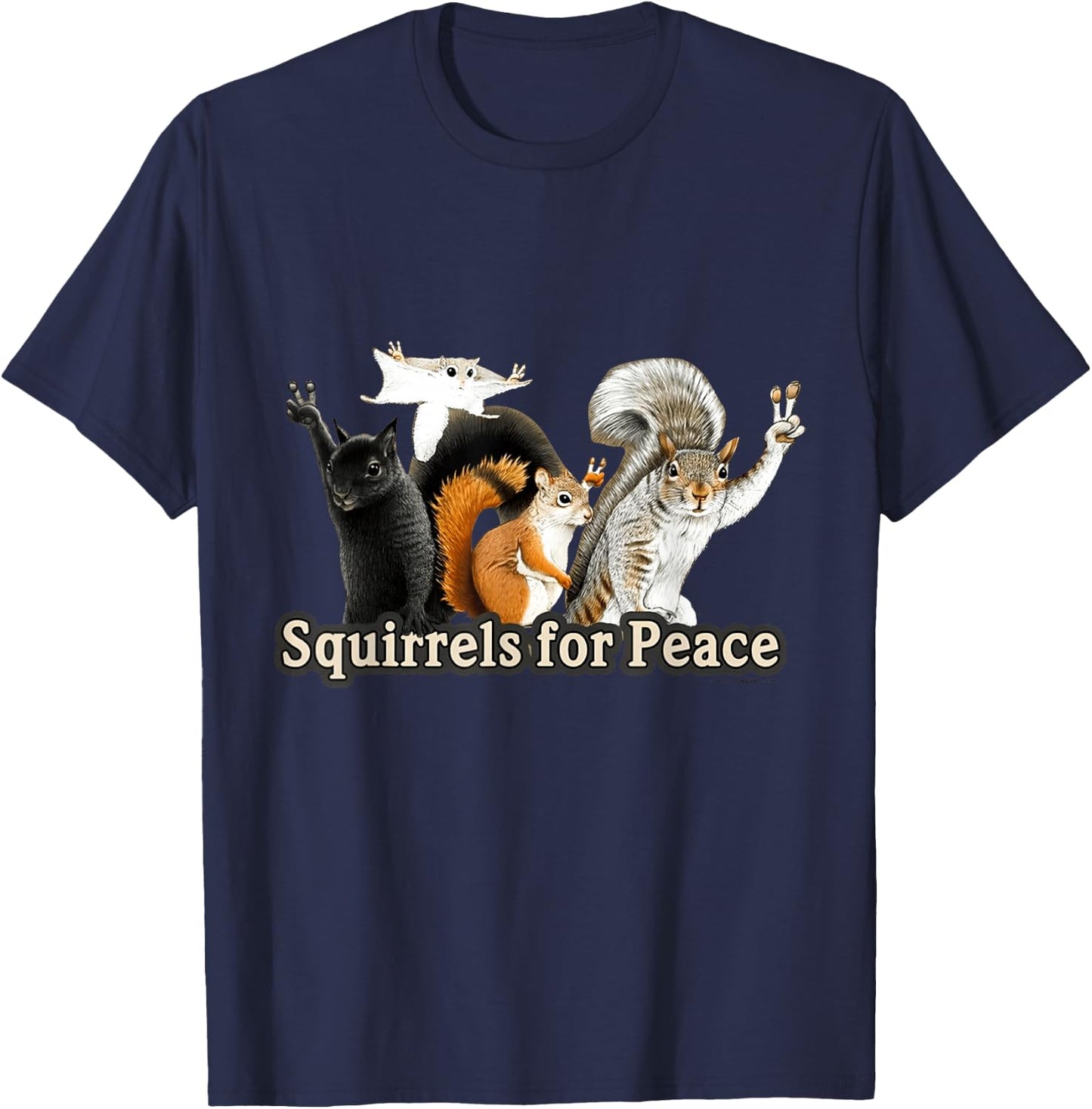 Squirrels For Peace T-Shirt - T-Shirt | Navy