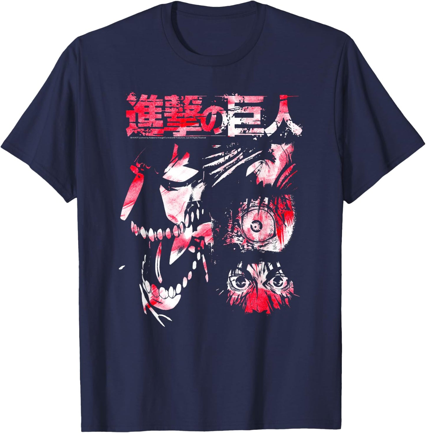 Attack on Titan Titan Transformation Watercolor Anime T-Shirt - T-Shirt | Navy
