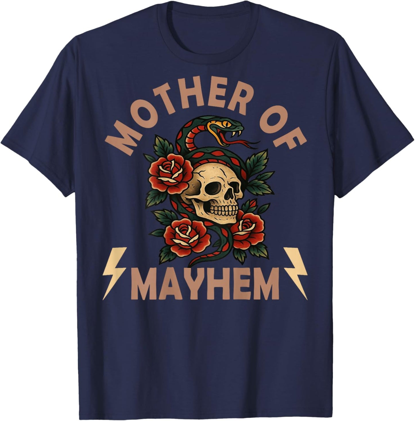 Mother of Mayhem Matching Family (on Back) T-Shirt - T-Shirt | Navy