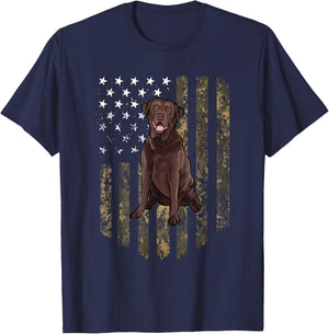 Camo American Flag Chesapeake Bay Retriever 4th Of July USA T-Shirt - T-Shirt | Navy