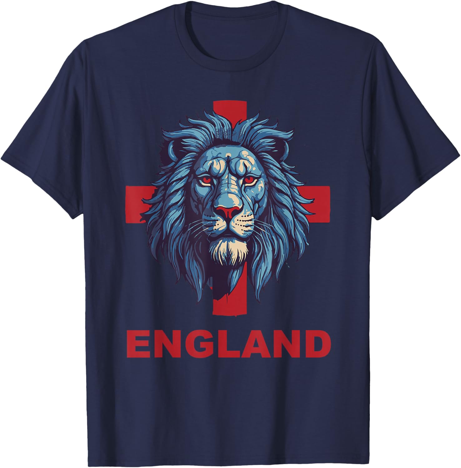 Lion Head Blue Outfit for English Apparel Lover the England T-Shirt - T-Shirt | Navy