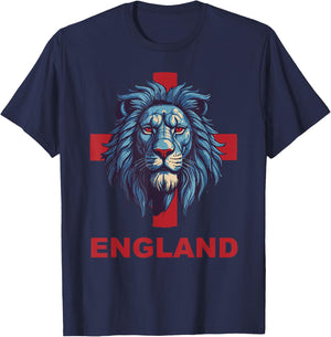 Lion Head Blue Outfit for English Apparel Lover the England T-Shirt - T-Shirt | Navy