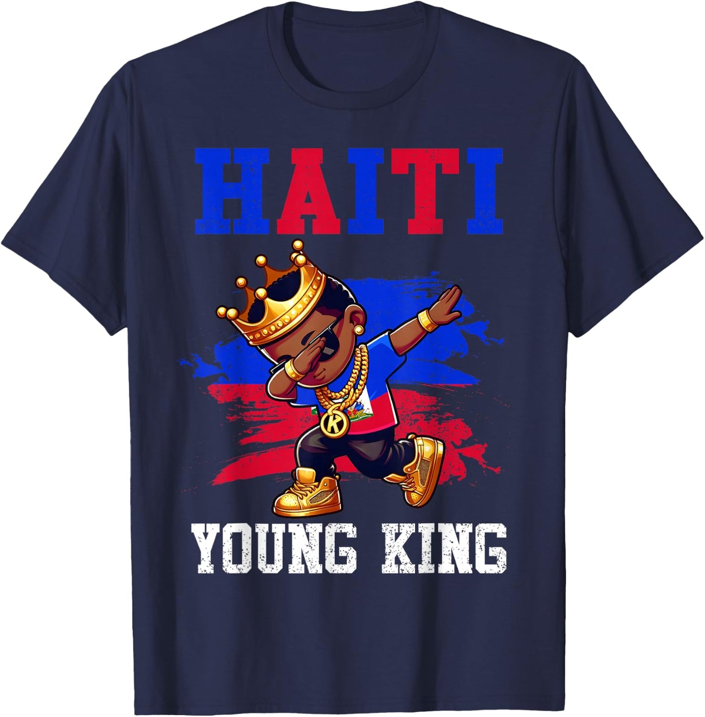 Haiti Young King Haitian Boy African Proud Haitian Flag T-Shirt - T-Shirt | Navy