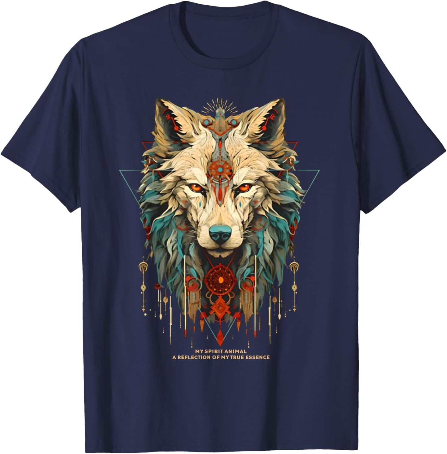 Wolf Spirit Animal Sacred Shaman Native American Clan T-Shirt - T-Shirt | Navy