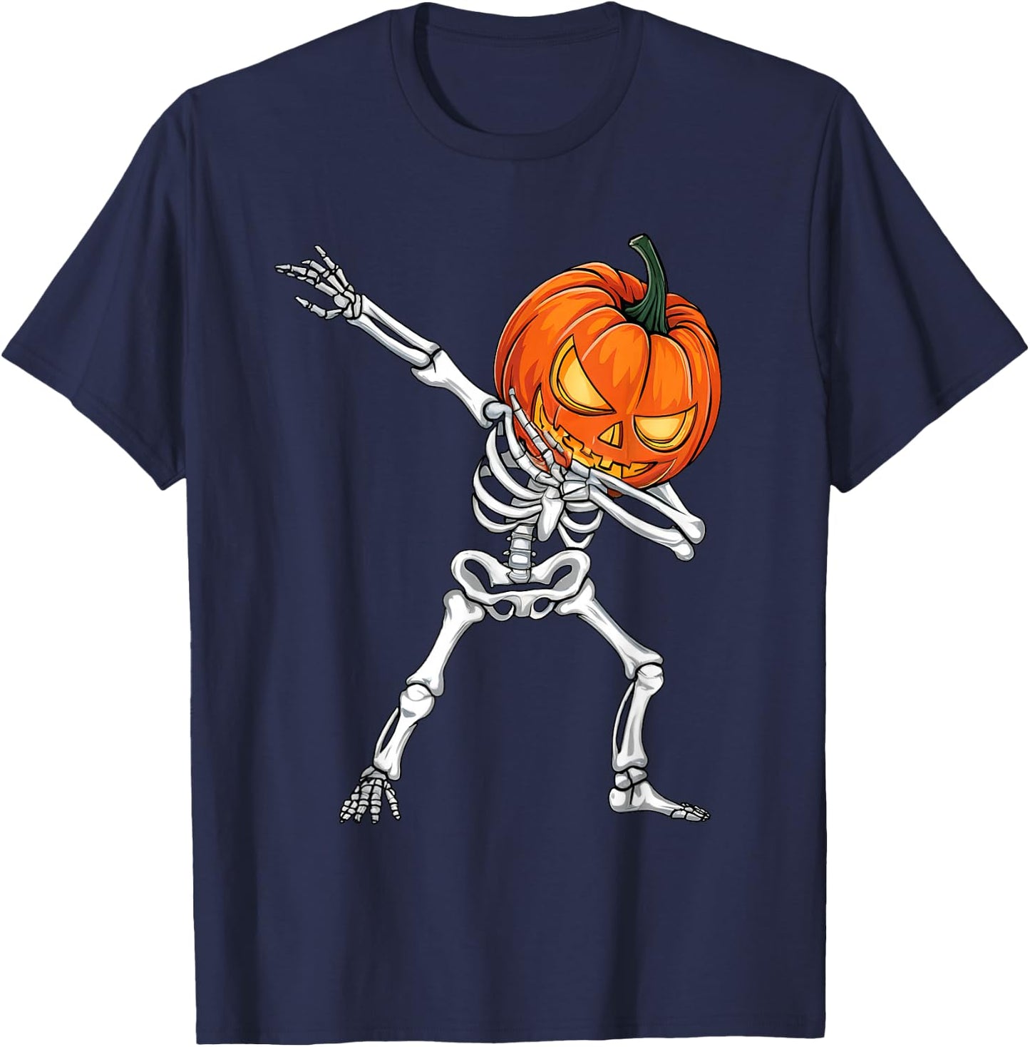 Dabbing Pumpkin Skeleton Halloween Dab Boys Teen Toddler Kid T-Shirt - T-Shirt | Navy