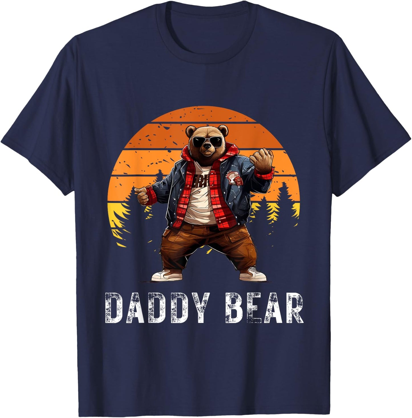 Daddy Bear Papa Bear Best Idea Fathers Day Retro Cozy Humor T-Shirt - T-Shirt | Navy