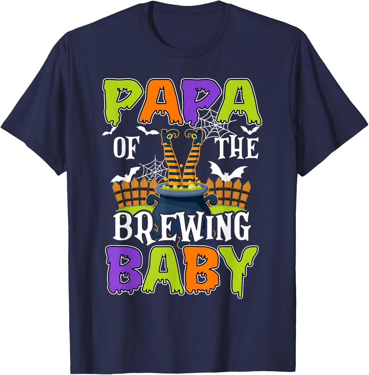 Papa Of The Brewing Baby Halloween Witch Baby Funny T-Shirt - T-Shirt | Navy