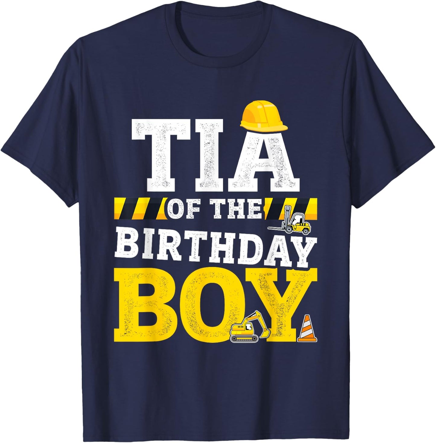 Tia of the birthday boy matching family construction party T-Shirt - T-Shirt | Navy