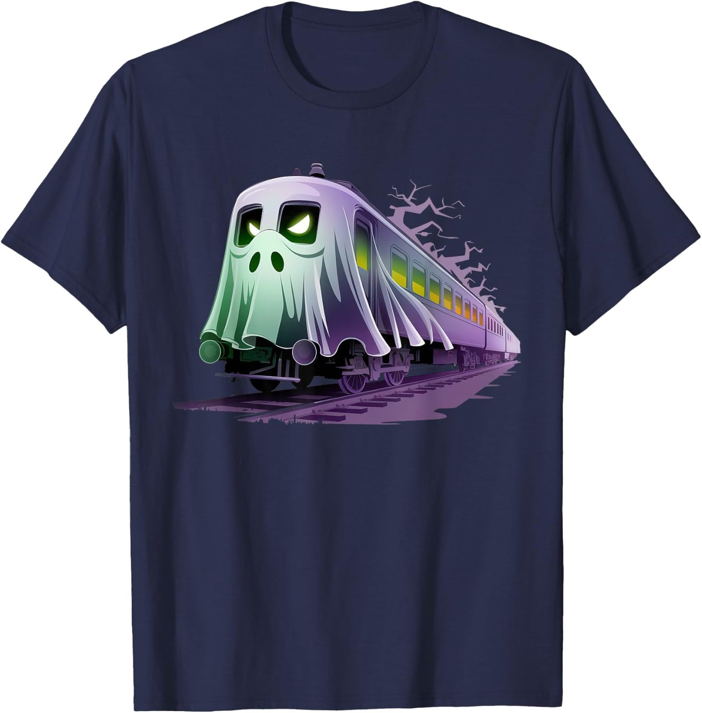 Scary Train Ghost Railroad Funny Halloween Boys Kids T-Shirt - T-Shirt | Navy