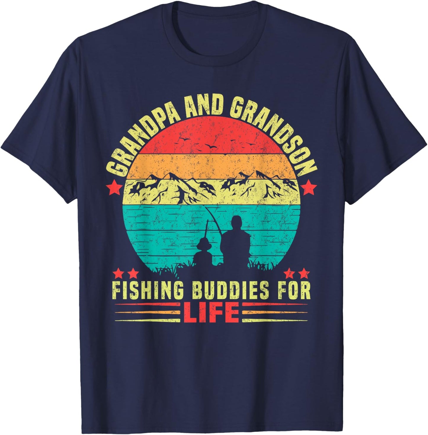 Grandpa And Grandson Fishing Buddies For Life T-Shirt - T-Shirt | Navy