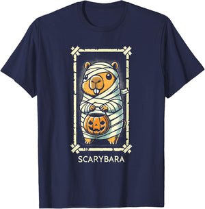 Cute Capybara Mummy Trick or Treat Halloween Funny Capybara T-Shirt - T-Shirt | Navy