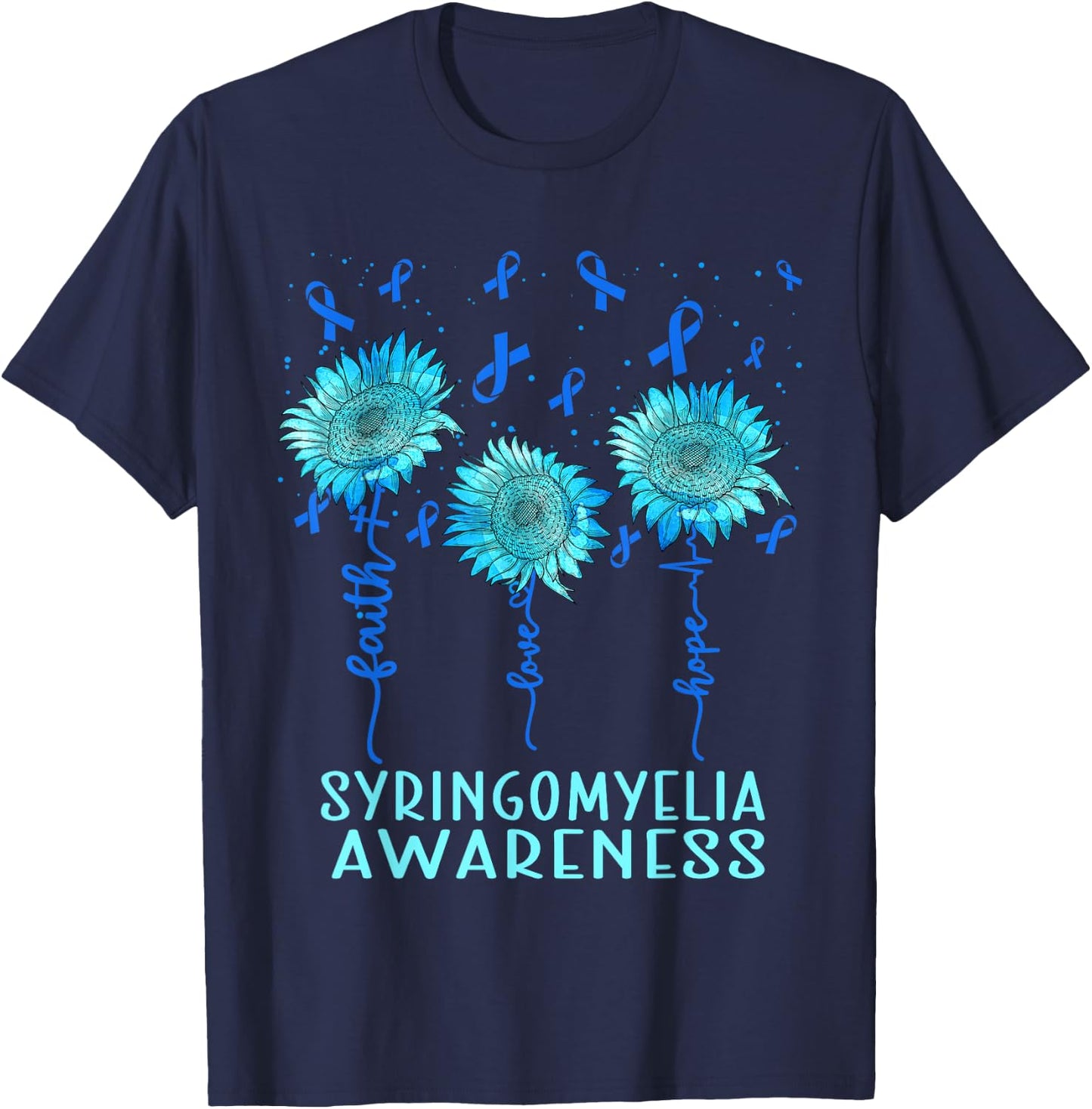 Syringomyelia Awareness, Faith love hope T-Shirt - T-Shirt | Navy