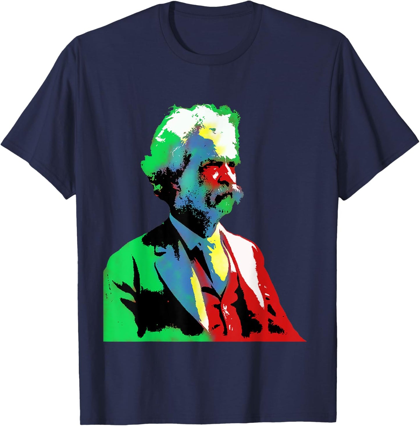 Mark Twain Colorful Old Gentleman Fun Art T-Shirt - T-Shirt | Navy