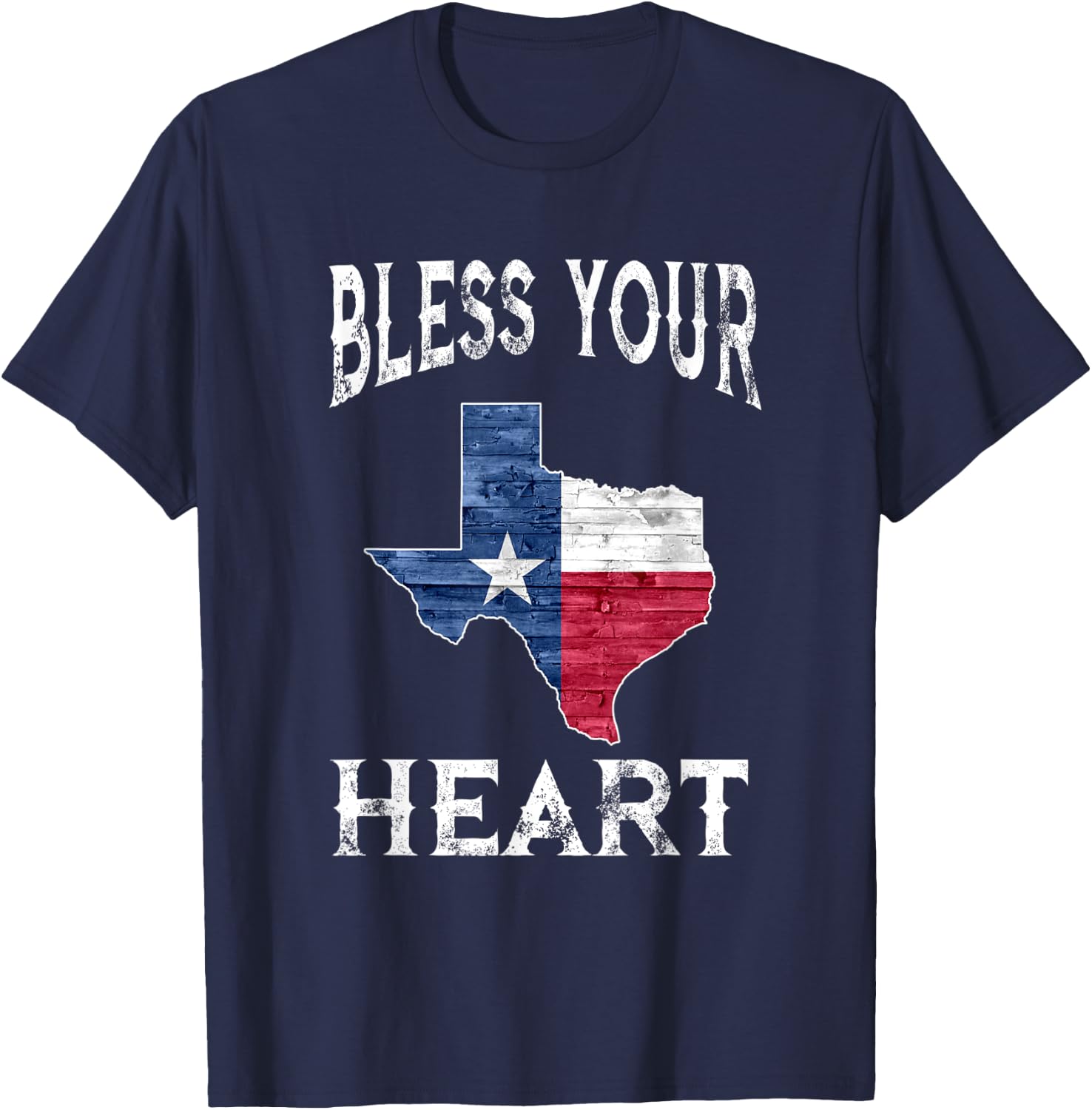 Bless Your Heart Southern Slang Texas State Flag T-Shirt - T-Shirt | Navy
