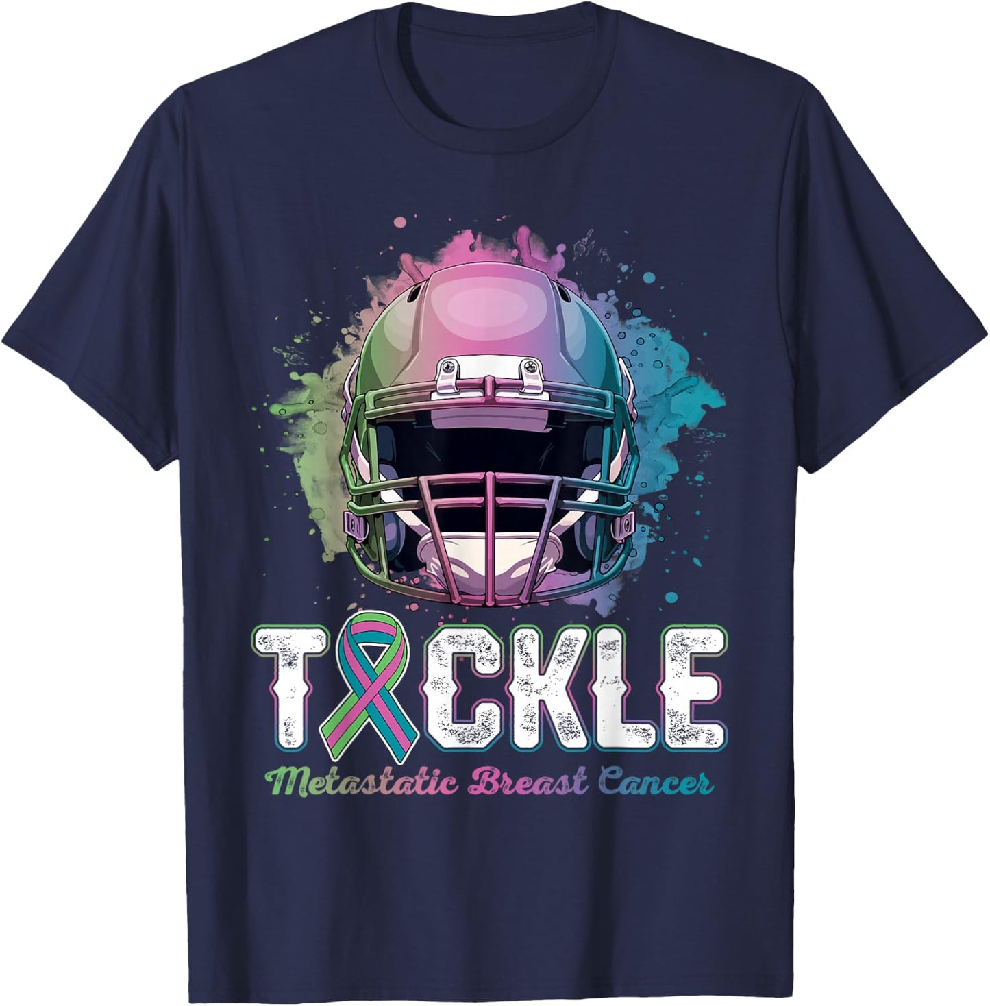Tackle Metastatic Breast Cancer Awareness Day Football Women T-Shirt - T-Shirt | Navy