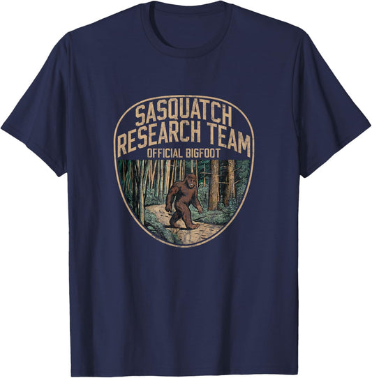 Bigfoot Research Team Vintage Sasquatch Men Women T-Shirt - T-Shirt | Navy