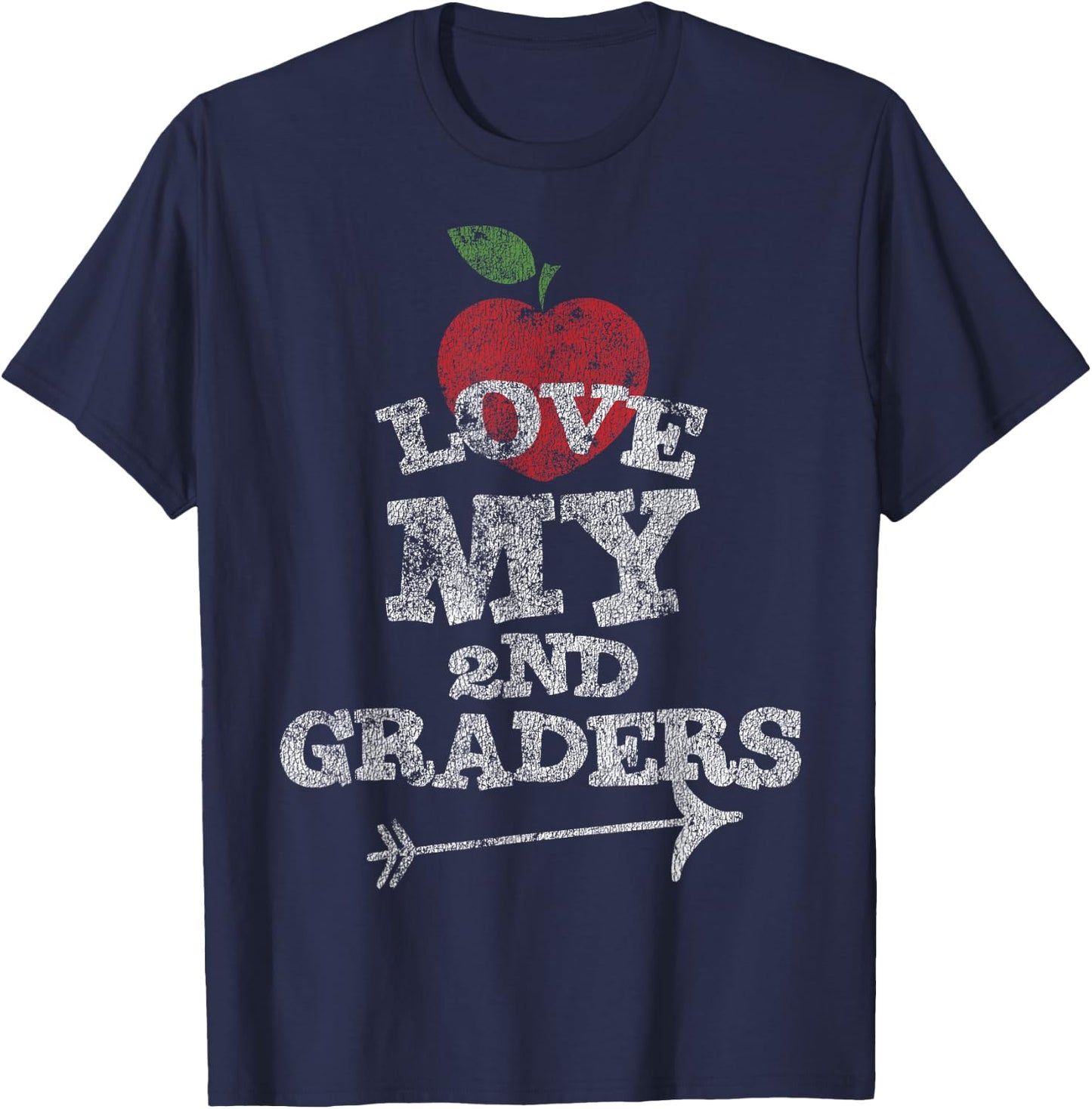 Love My 2nd Graders Second Grade Teacher Distressed T-Shirt - T-Shirt | Navy