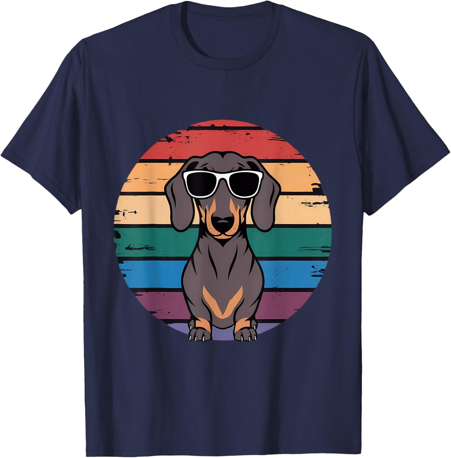 Retro Dachshund Sunset T-Shirt - T-Shirt | Navy