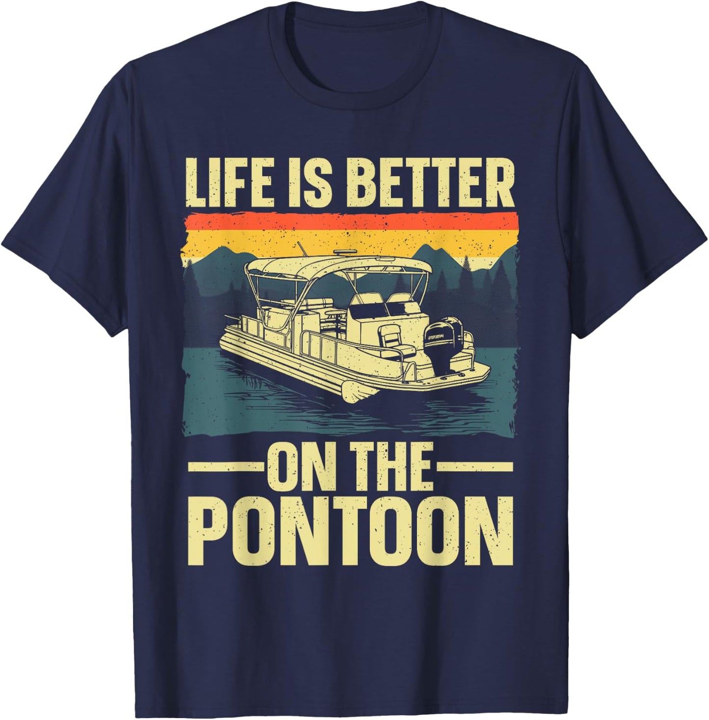 Funny Pontoon Boat Art Women Boating Pontoon Captain T-Shirt - T-Shirt | Navy