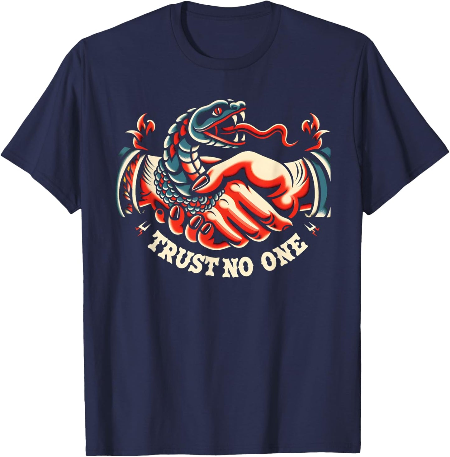 Trust No One Snake Traditional Tattoo Artist Inked T-Shirt - T-Shirt | Navy