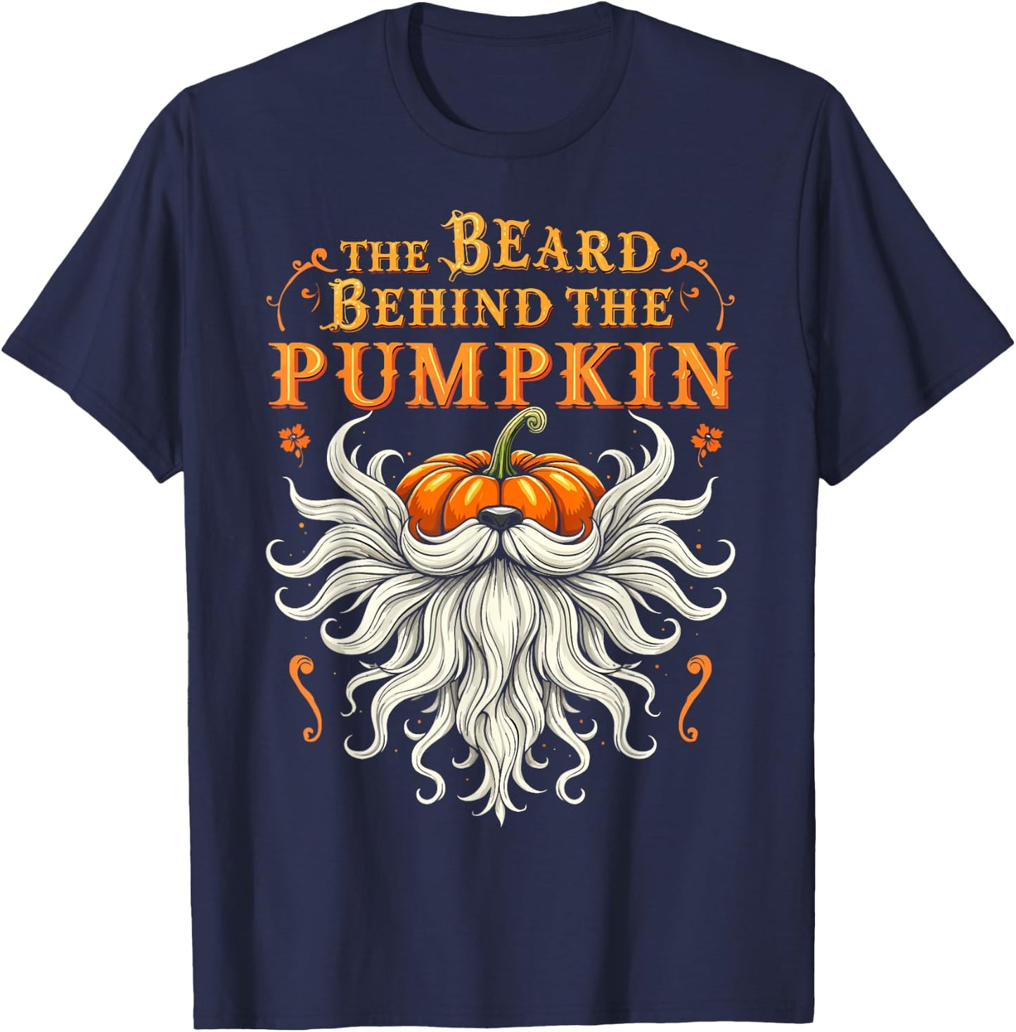 The Beard Behind the Pumpkin Halloween Bearded Men T-Shirt - T-Shirt | Navy