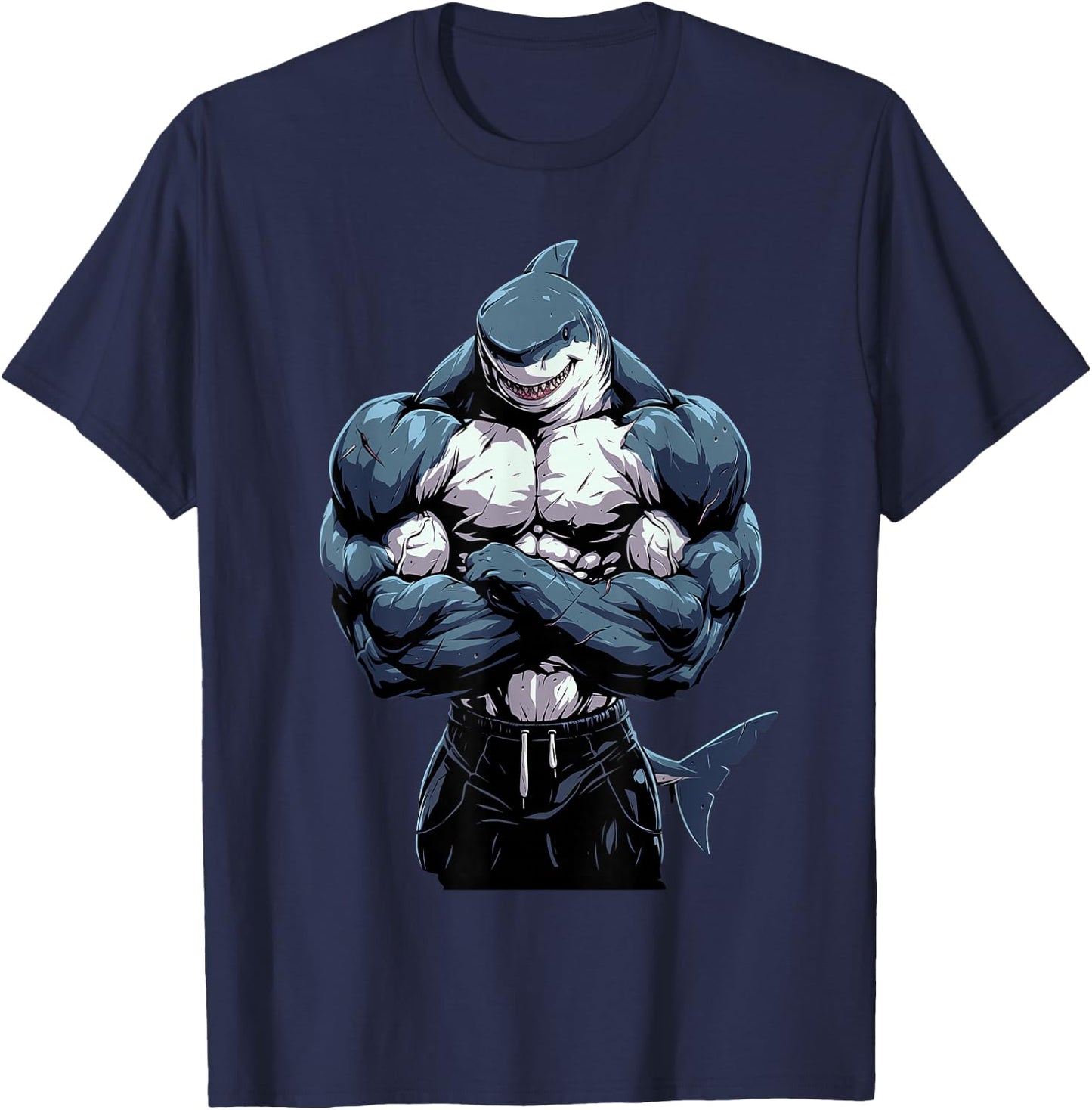 Body Builder Shark With Muscles T-Shirt - T-Shirt | Navy