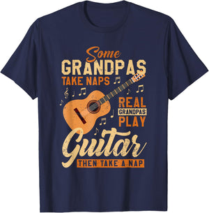 Some Grandpas Take Naps Real Grandpas Play Guitar Father Day T-Shirt - T-Shirt | Navy