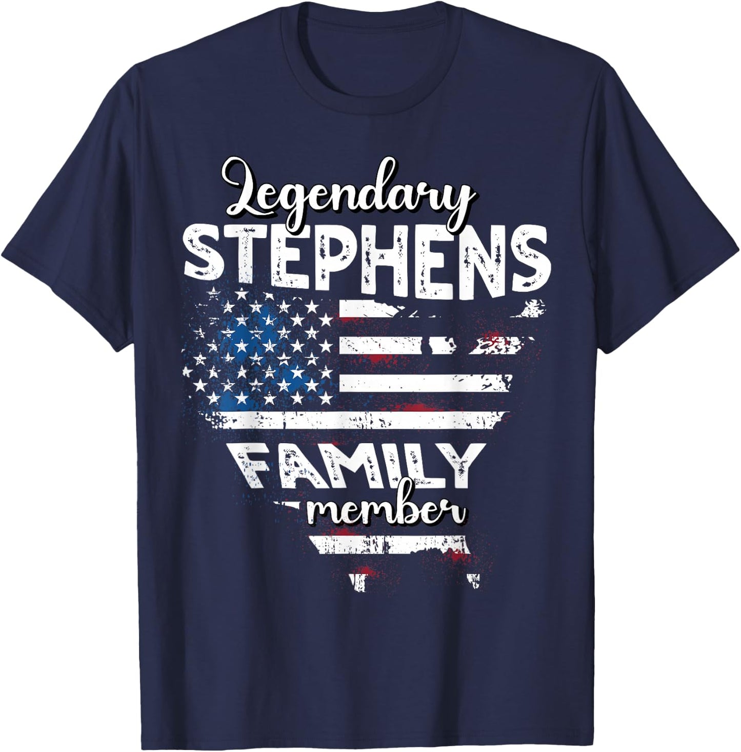 Surname Stephens US Flag Stephens Last Name Stephens T-Shirt - T-Shirt | Navy