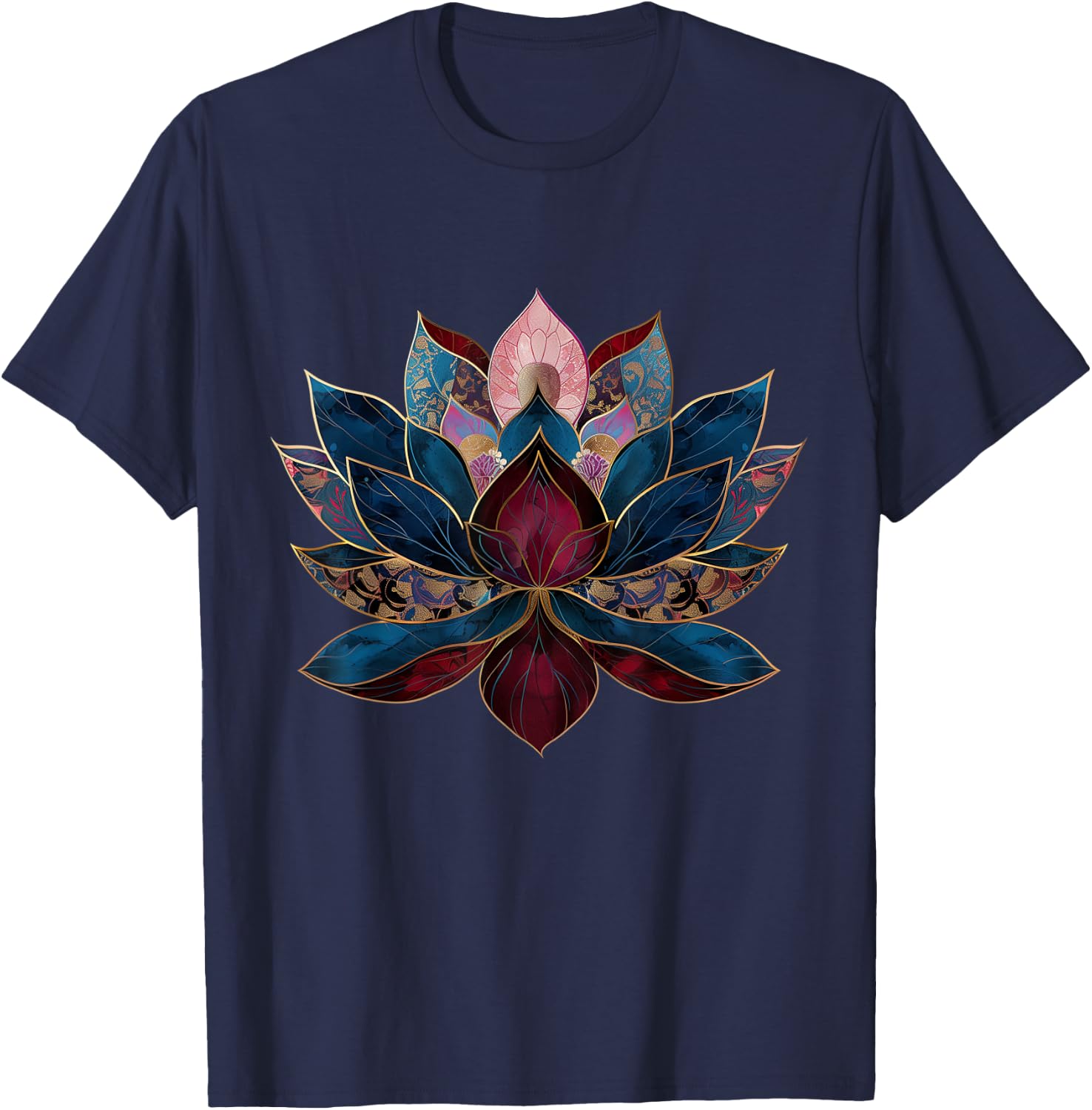Lotus Flower Vintage Japanese Zen Buddhist Buddhism Yoga T-Shirt - T-Shirt | Navy