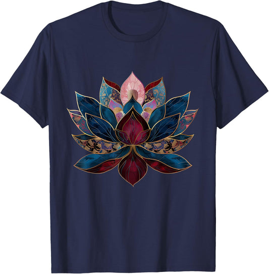 Lotus Flower Vintage Japanese Zen Buddhist Buddhism Yoga T-Shirt - T-Shirt | Navy