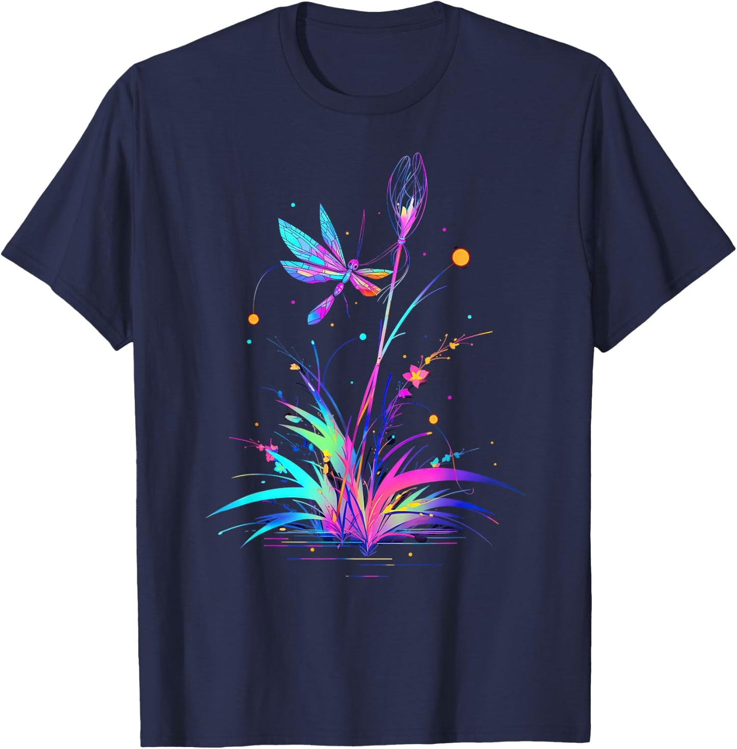 Dandelion Puff Ball with Dragonfly T-Shirt - T-Shirt | Navy