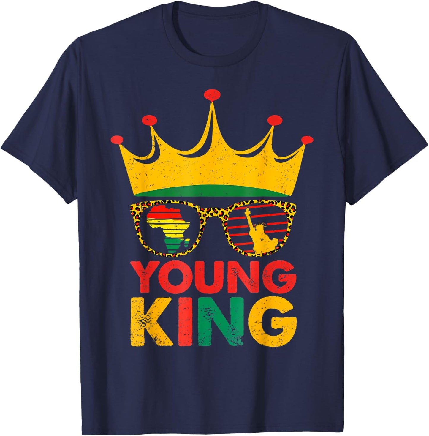 Young King Crown African American Kids Boys 1865 Juneteenth T-Shirt - T-Shirt | Navy