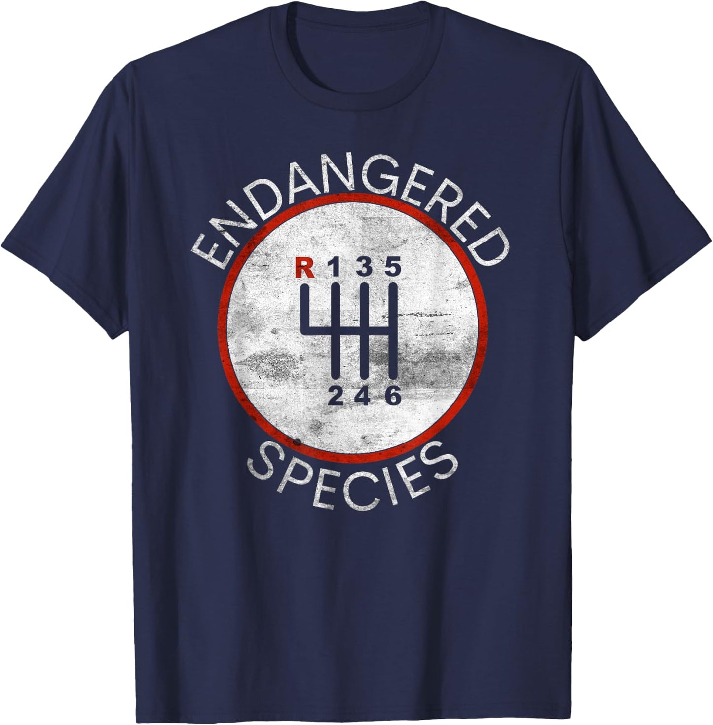 Cool Endangered Species Manual Gearbox Stick Shift 6 Speed T-Shirt - T-Shirt | Navy