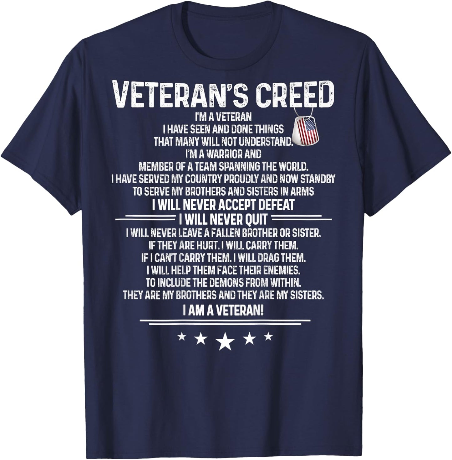 Veteran's creed I'm a veteran Shirt Themed Military Support T-Shirt - T-Shirt | Navy