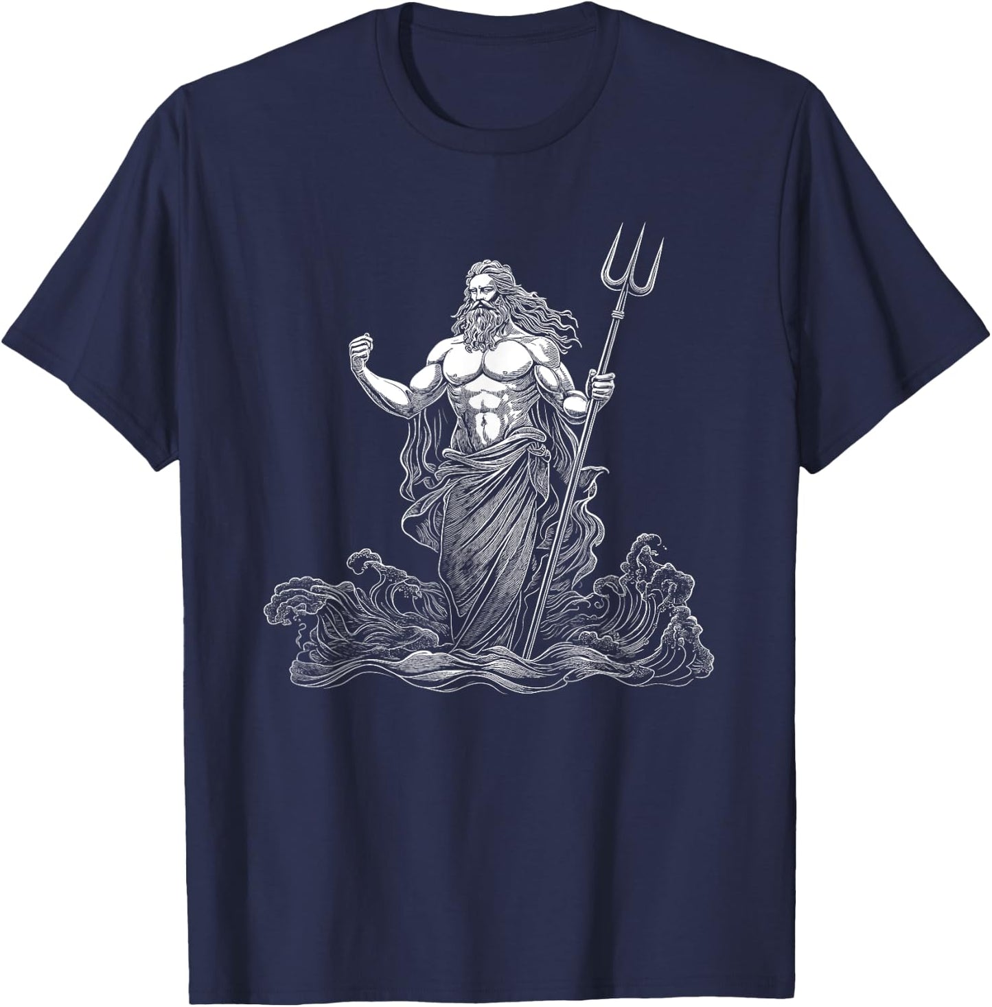 Poseidon Greek Mythology Design T-Shirt - T-Shirt | Navy