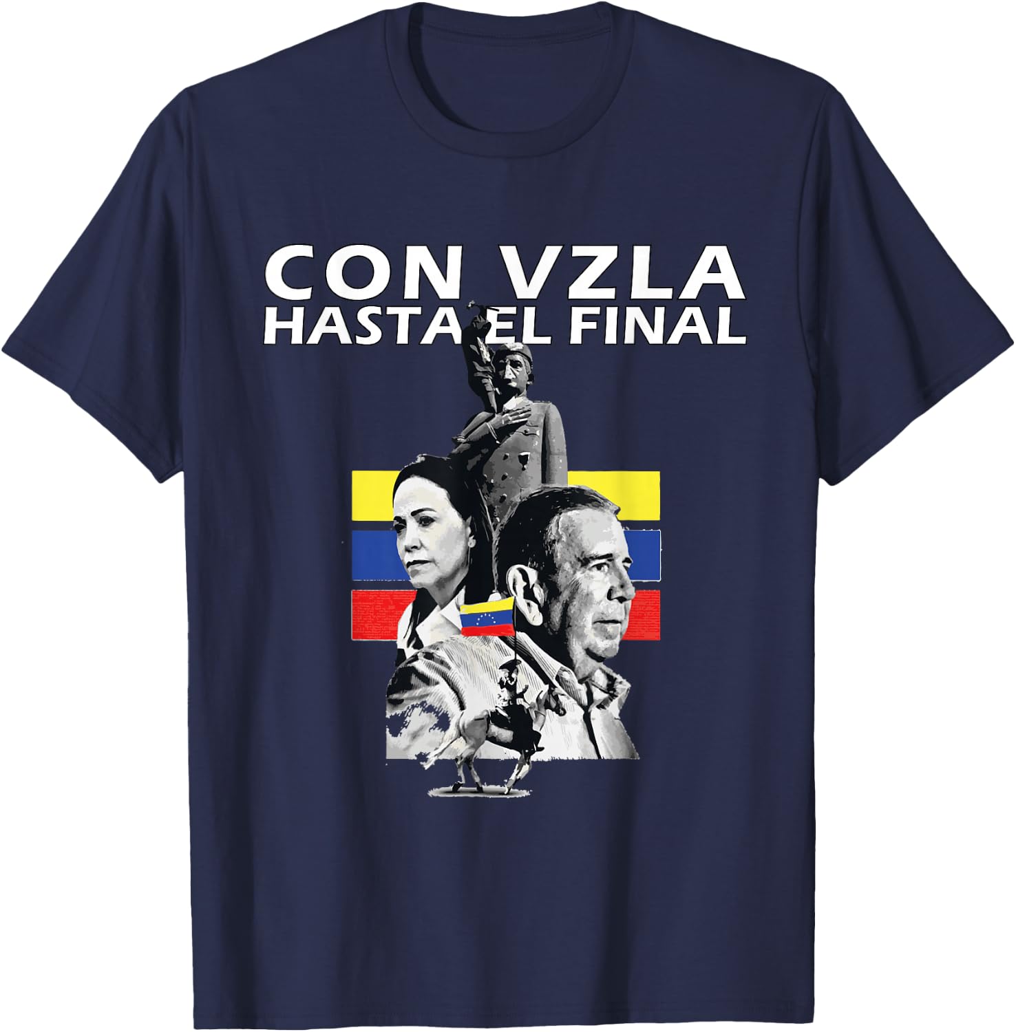Con Venezuela Hasta el Final Maria Corina Machado Edmundo T-Shirt - T-Shirt | Navy