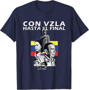Con Venezuela Hasta el Final Maria Corina Machado Edmundo T-Shirt - T-Shirt | Navy