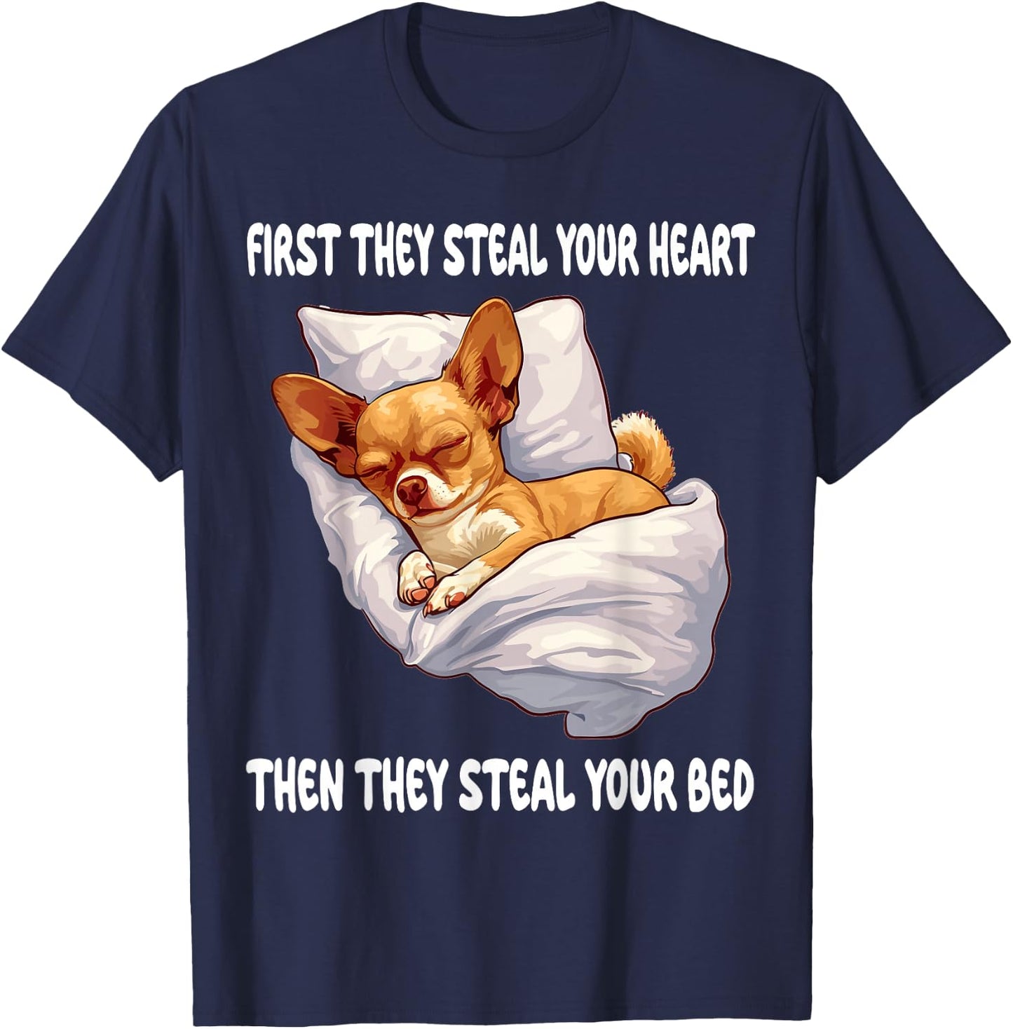 Chihuahua Chiwawa Sleeping Pajamas Nightgown T-Shirt - T-Shirt | Navy