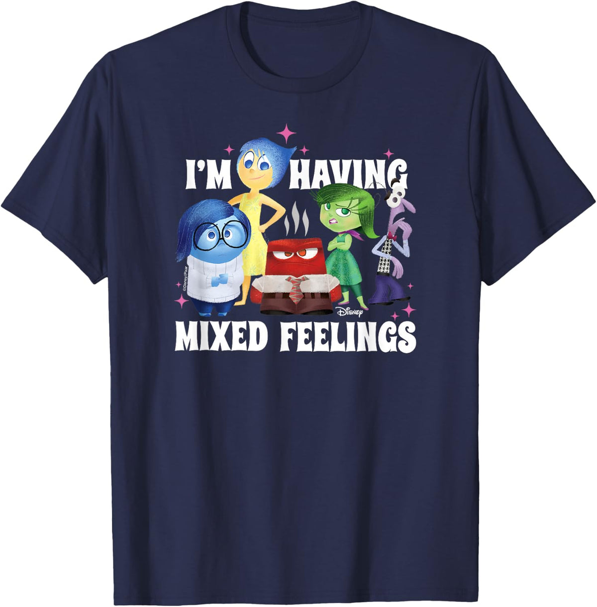 Inside Out - Joy Sadness Disgust Anger Fear Mixed Feelings T-Shirt - T-Shirt | Navy