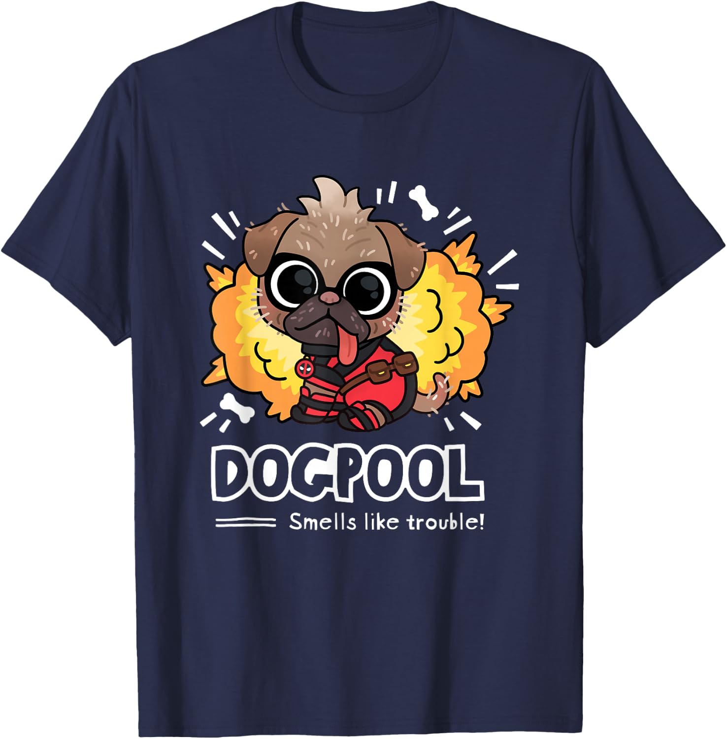 Marvel Deadpool & Wolverine Smells Like Trouble Dogpool T-Shirt - T-Shirt | Navy