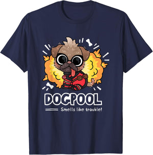 Marvel Deadpool & Wolverine Smells Like Trouble Dogpool T-Shirt - T-Shirt | Navy