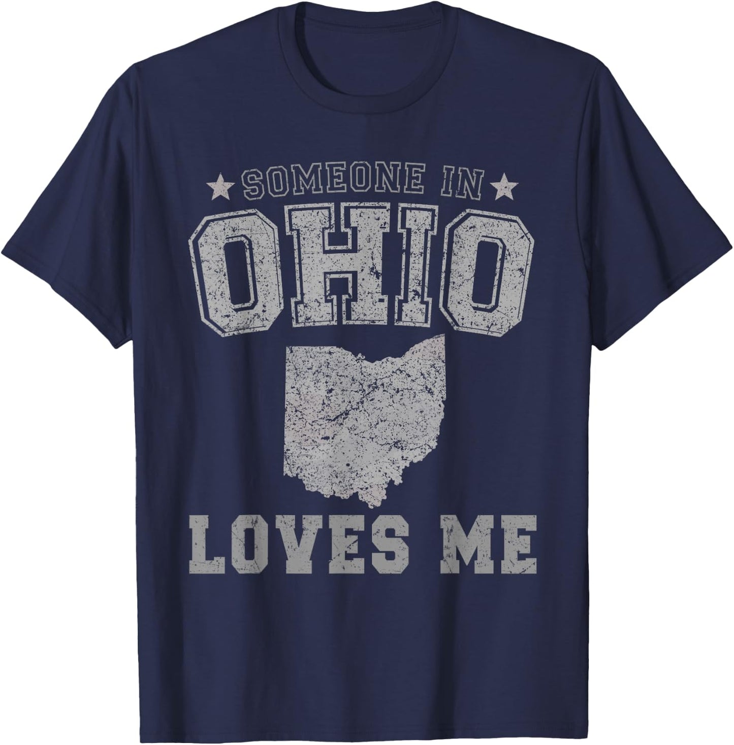 Someone In Ohio Loves Me Heart Vintage State T-Shirt - T-Shirt | Navy
