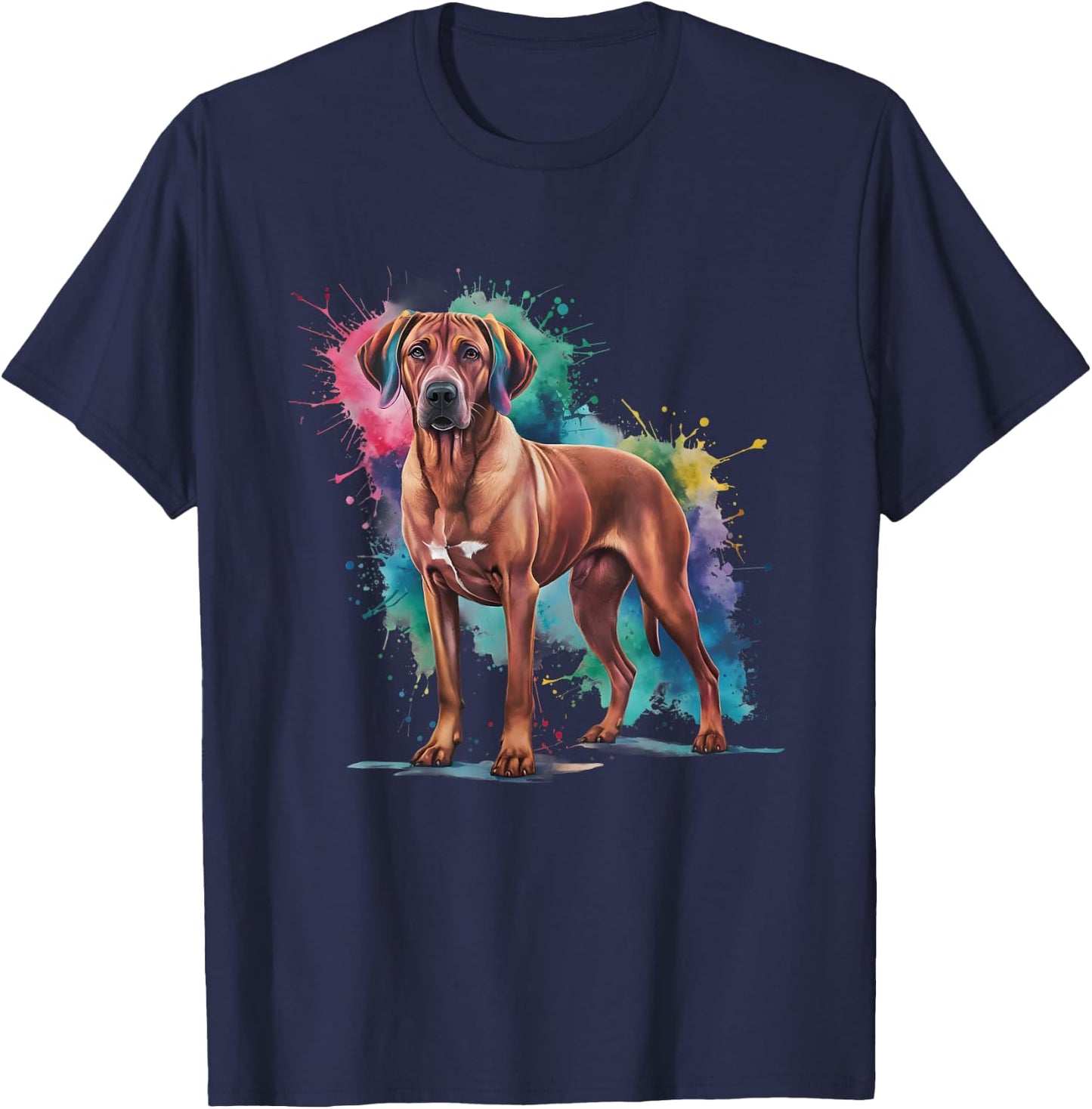 Men Woman Colorful Watercolor Rhodesian Ridgeback T-Shirt - T-Shirt | Navy