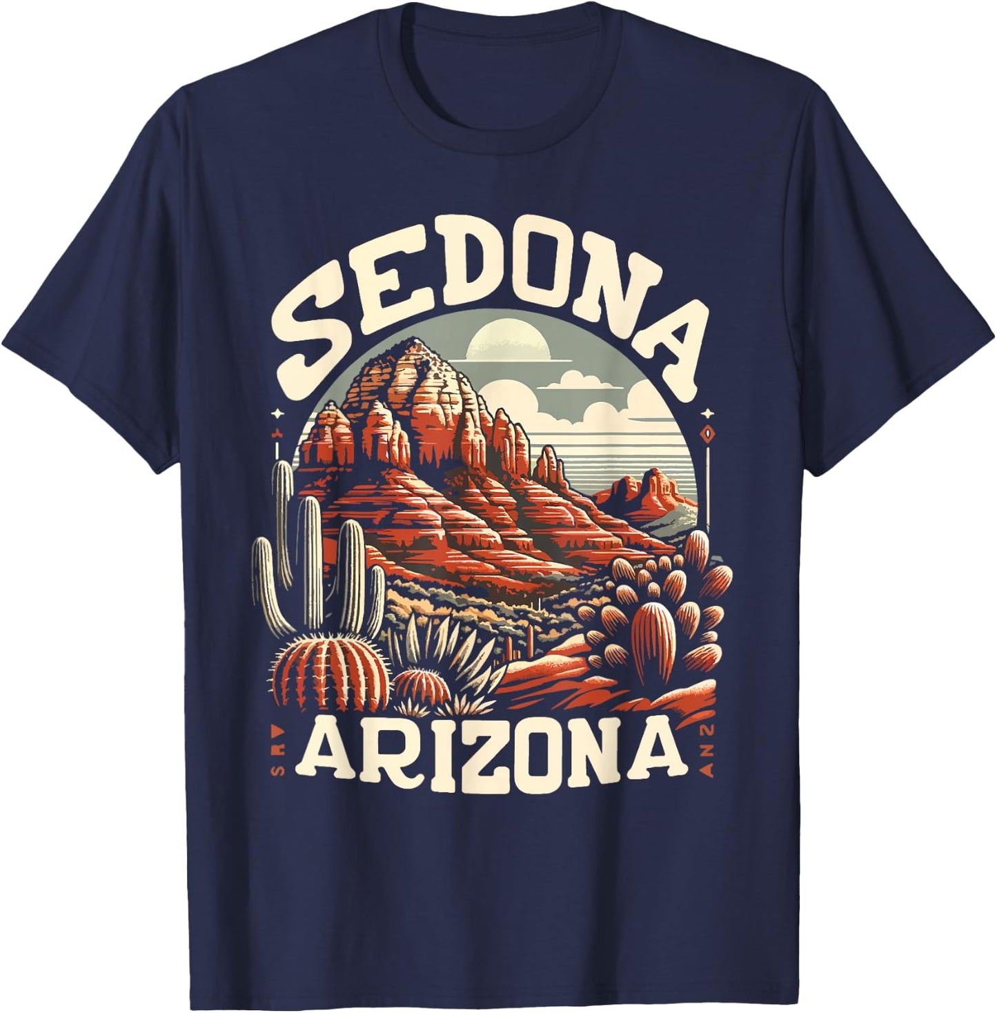 Sedona Arizona Nature Hiking Outdoor Mountain Retro Vintage T-Shirt - T-Shirt | Navy