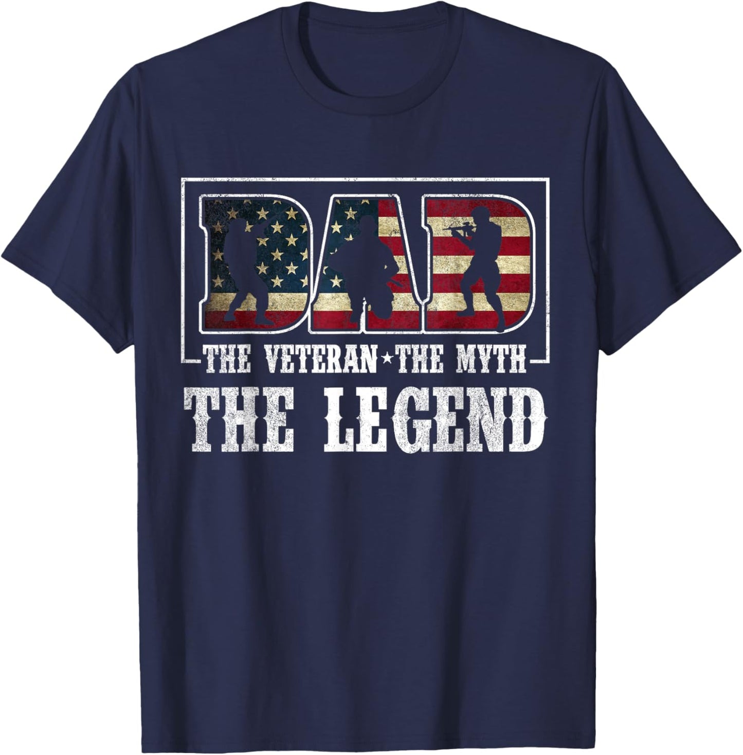 The Veteran The Myth The Legend Veteran Dad Gif T-Shirt - T-Shirt | Navy
